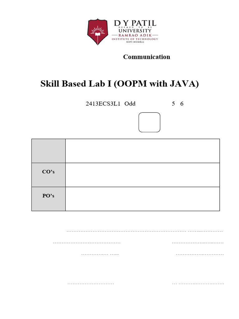 OOPM with JAVA Lab Course Details | PDF