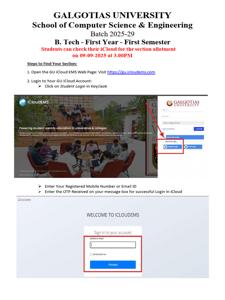 Section Allotment Instructions for B.Tech | PDF