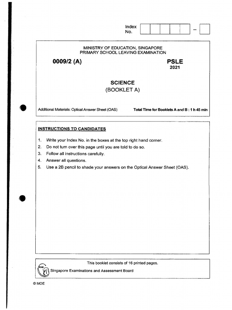 Psle 2021 Science Booklet A | PDF
