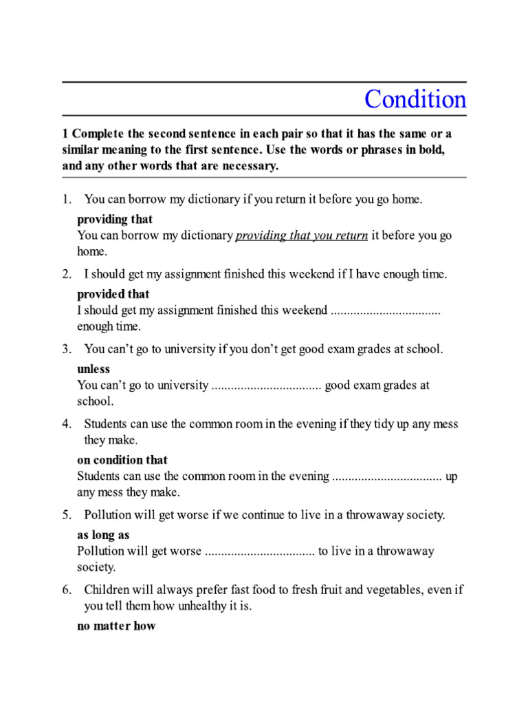 Condition Phrases | PDF
