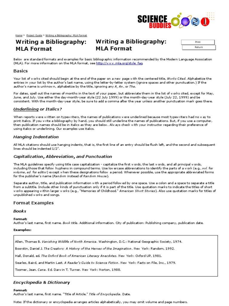 what is a bibliography in mla format
