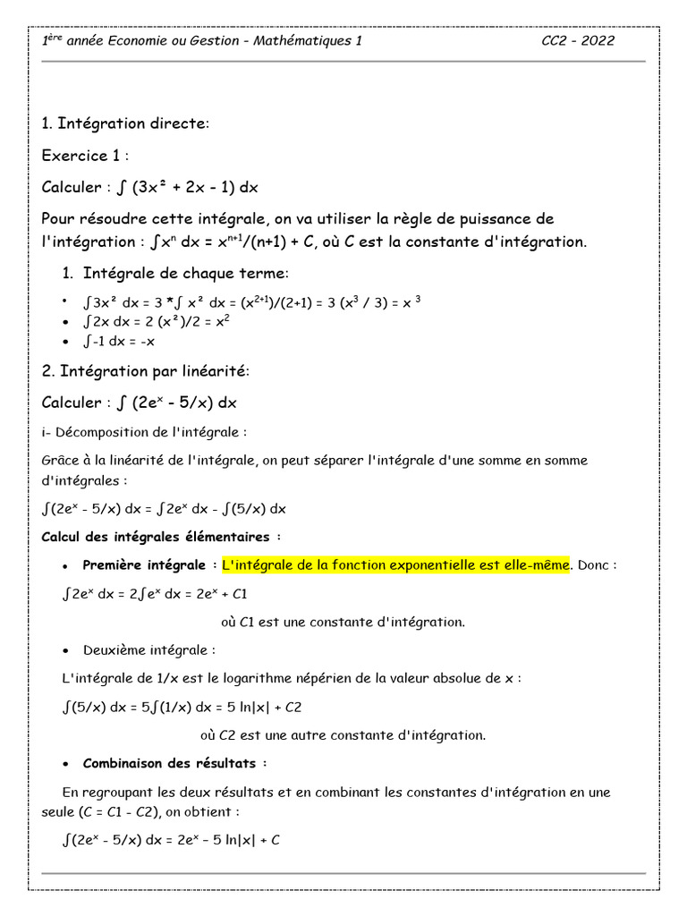 Linéarité de l'intégrale en mathématiques | PDF | Intégral | Objets ...