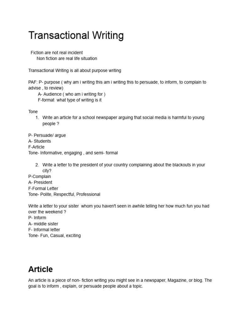 Transactional Writing | PDF | Waste