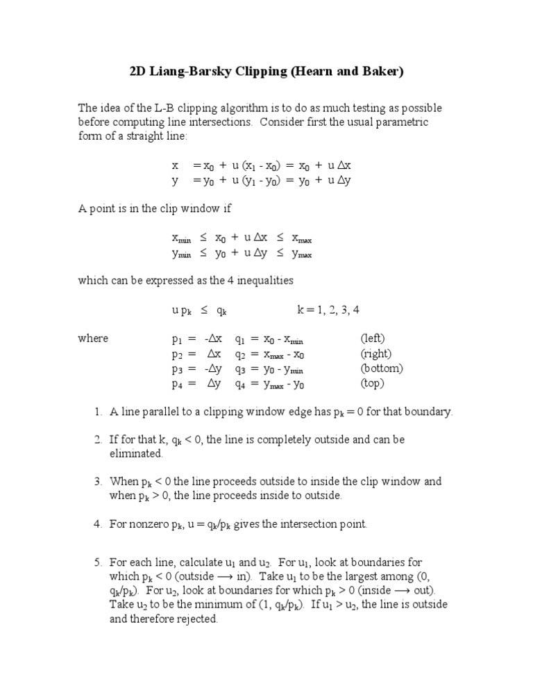 2D Liang-Barsky Clipping Algorithm | PDF | Teaching Methods & Materials