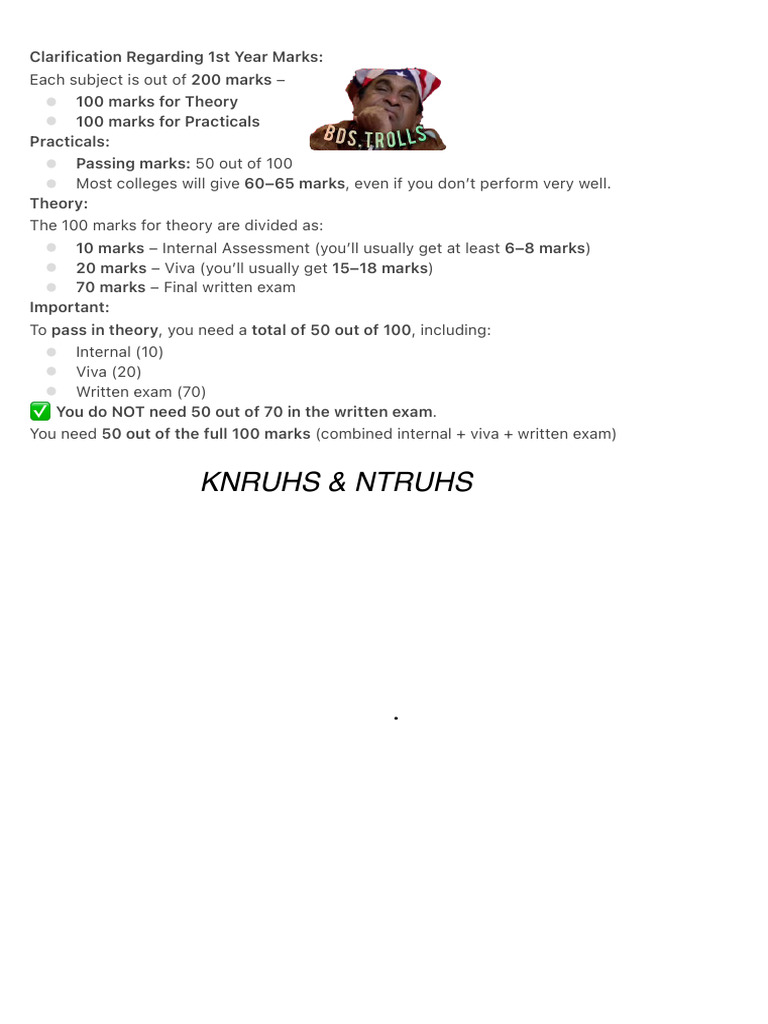 1st Year Marks Passing Criteria Explained | PDF