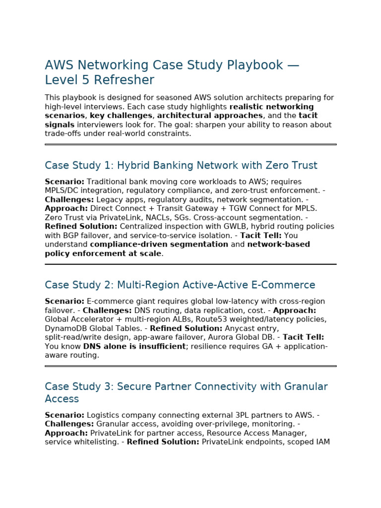 AWS Networking Case Study Playbook | PDF | Cloud Computing | Firewall ...