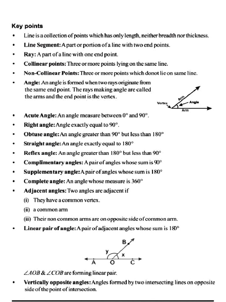 Notes For Lines and Angles | PDF | Elementary Mathematics | Classical ...
