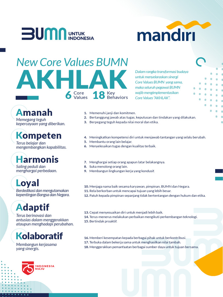 Implementasi Nilai Akhlak BUMN | PDF