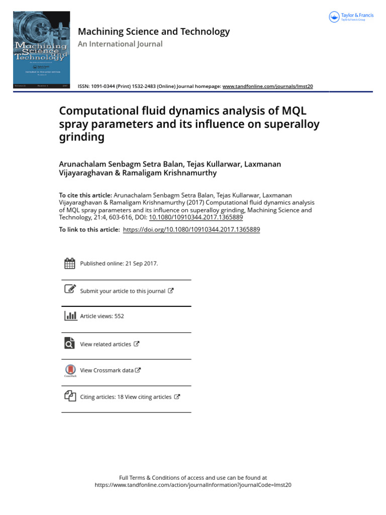 MQL Spray Parameters in Superalloy Grinding | PDF | Grinding (Abrasive ...