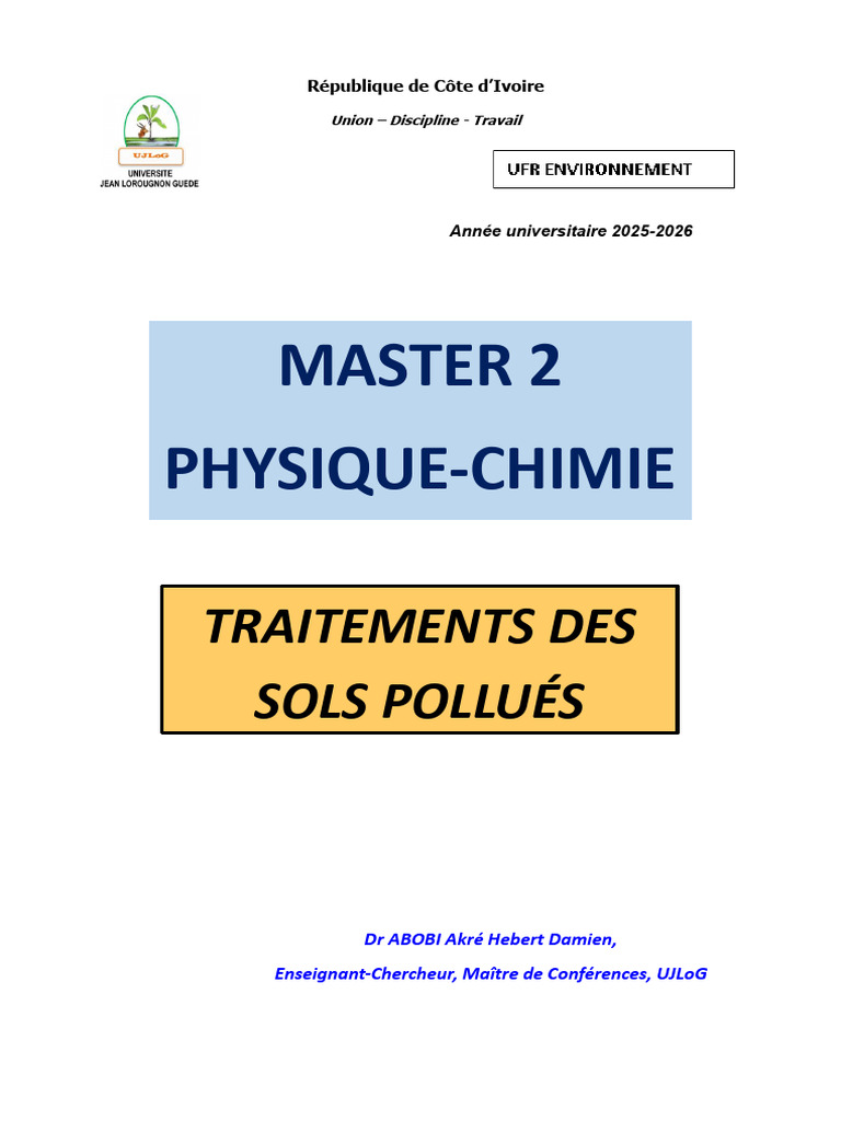 Traitement des sols pollués en Côte d'Ivoire | PDF | la pollution | Sol ...