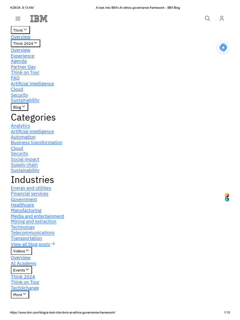 IBM's AI Ethics Governance Framework | PDF | Artificial Intelligence ...