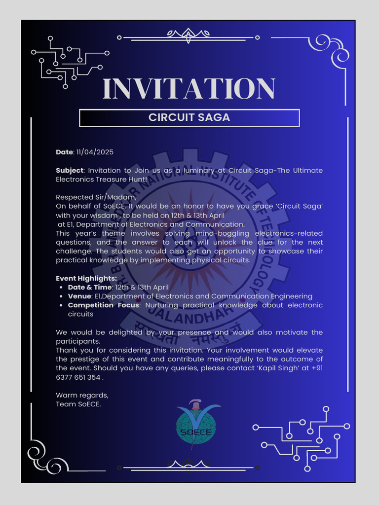 Invitation to Circuit Saga Event 2025 | PDF