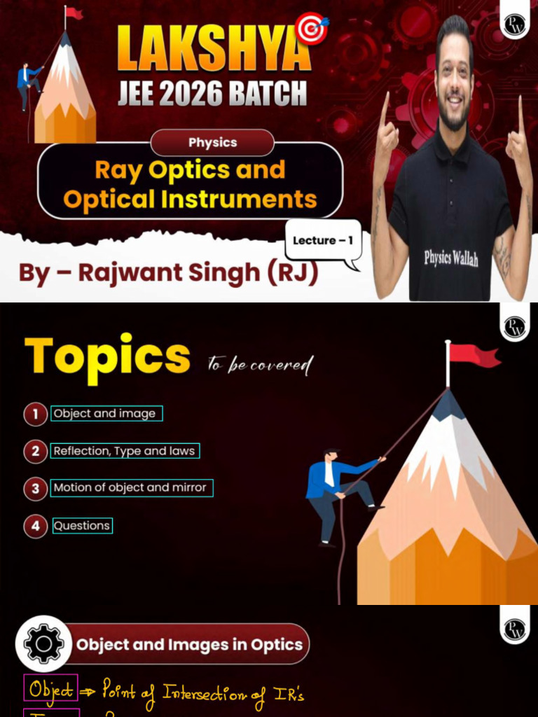 Ray Optics and Optical Instruments 01 Class Notes PDF | PDF