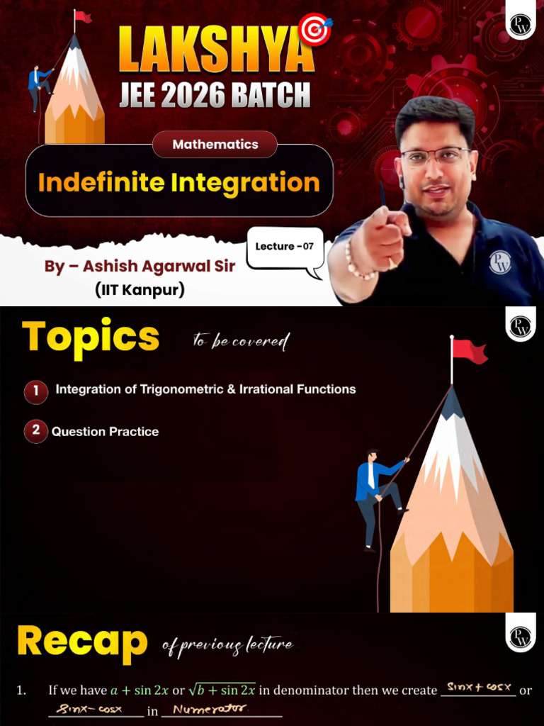 Indefinite Integration 07 Class Notes PDF | PDF