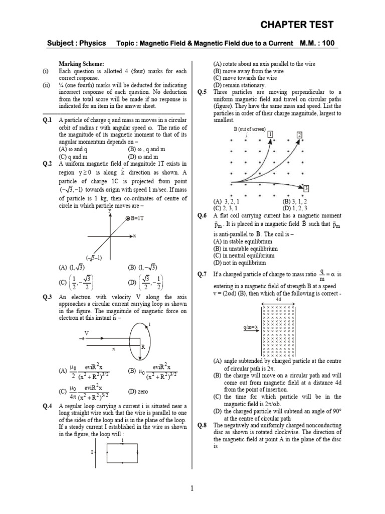 Physics Test: Magnetic Fields & Forces | PDF | Magnetic Field | Physics