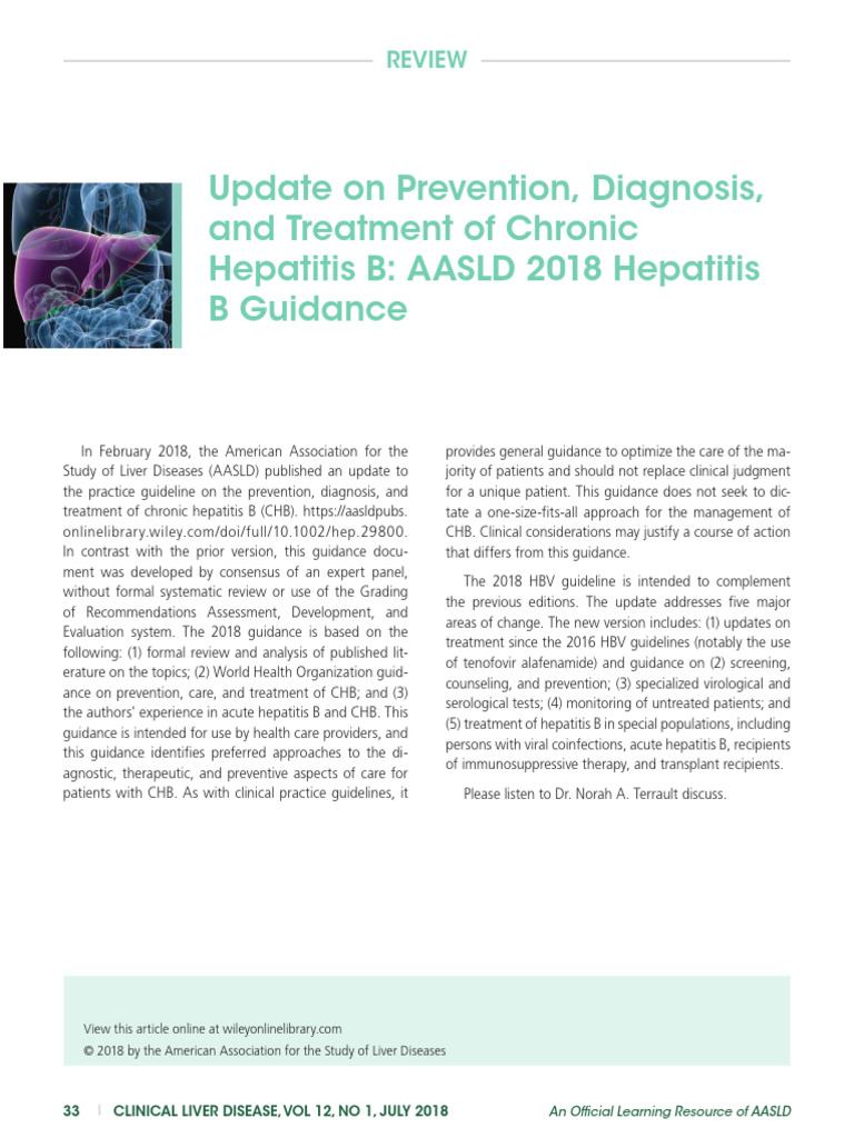 Update On Prevention, Diagnosis, and Treatment Of.7 | PDF | Hepatitis B ...