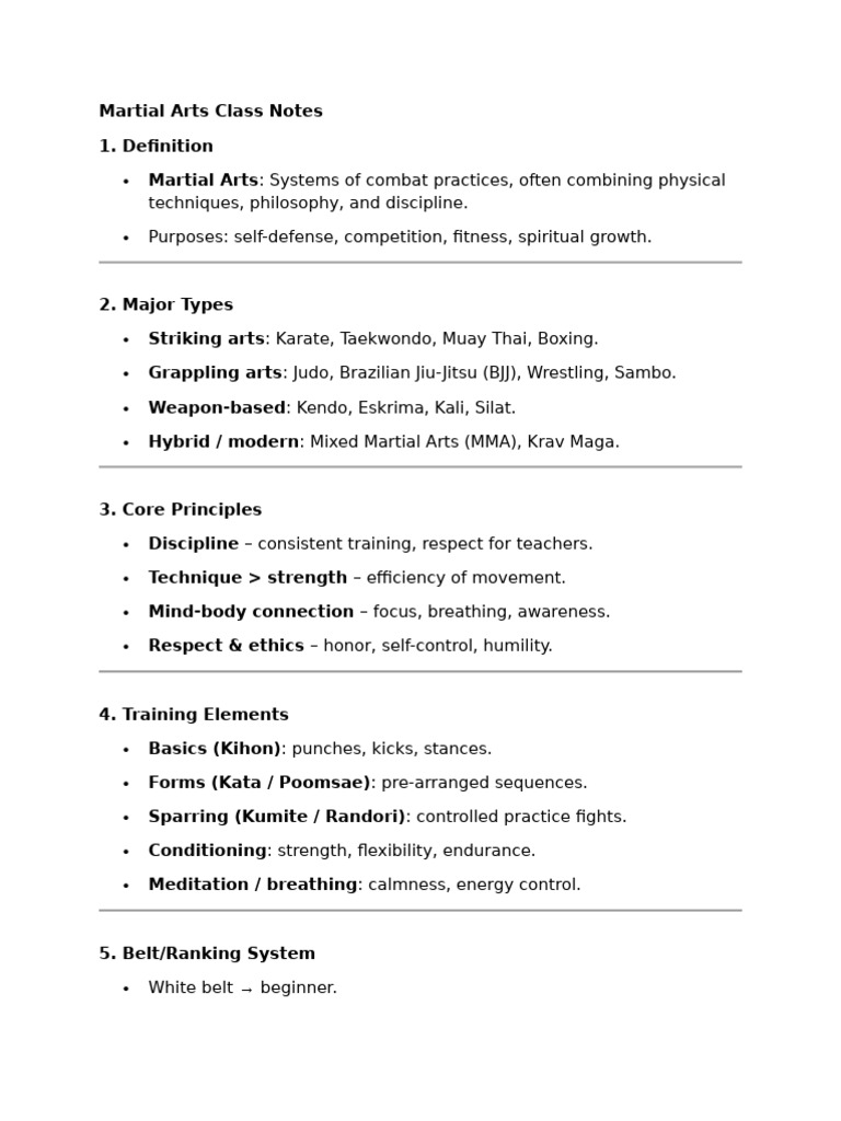 Overview of Martial Arts Practices | PDF
