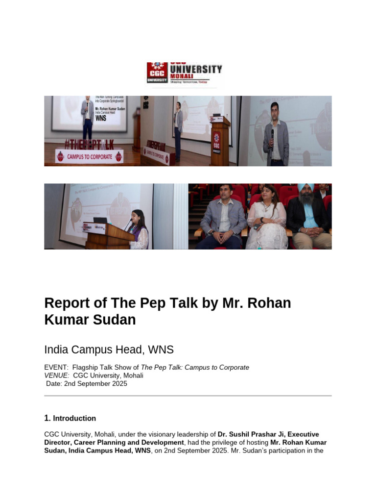 Report of The Pep Talk by MR | PDF | Psychology | Behavioural Sciences