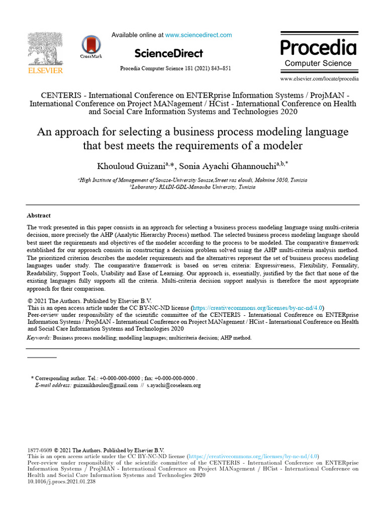 Selecting Business Process Modeling Languages | PDF | Business Process ...