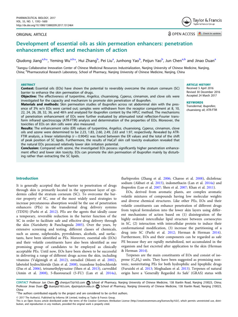 Development of Essential Oils As Skin Permeation e | PDF | Solvent