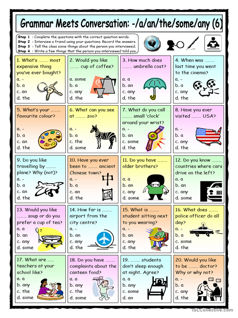 Grammar Meets Conversation A, An, The, Some, Any 6 Asking Questions ...