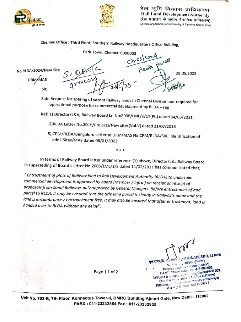 RLDA Letter For Entrustment of Sites | PDF