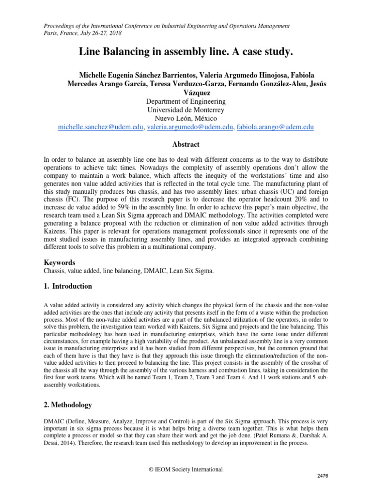 Line Balancing Case Study | PDF | Audit | Business Process