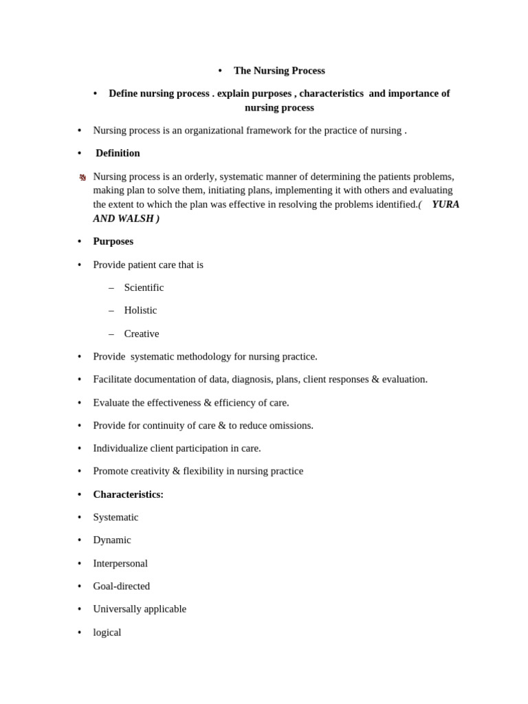 Nursing Process Notes | PDF | Medical Diagnosis | Nursing