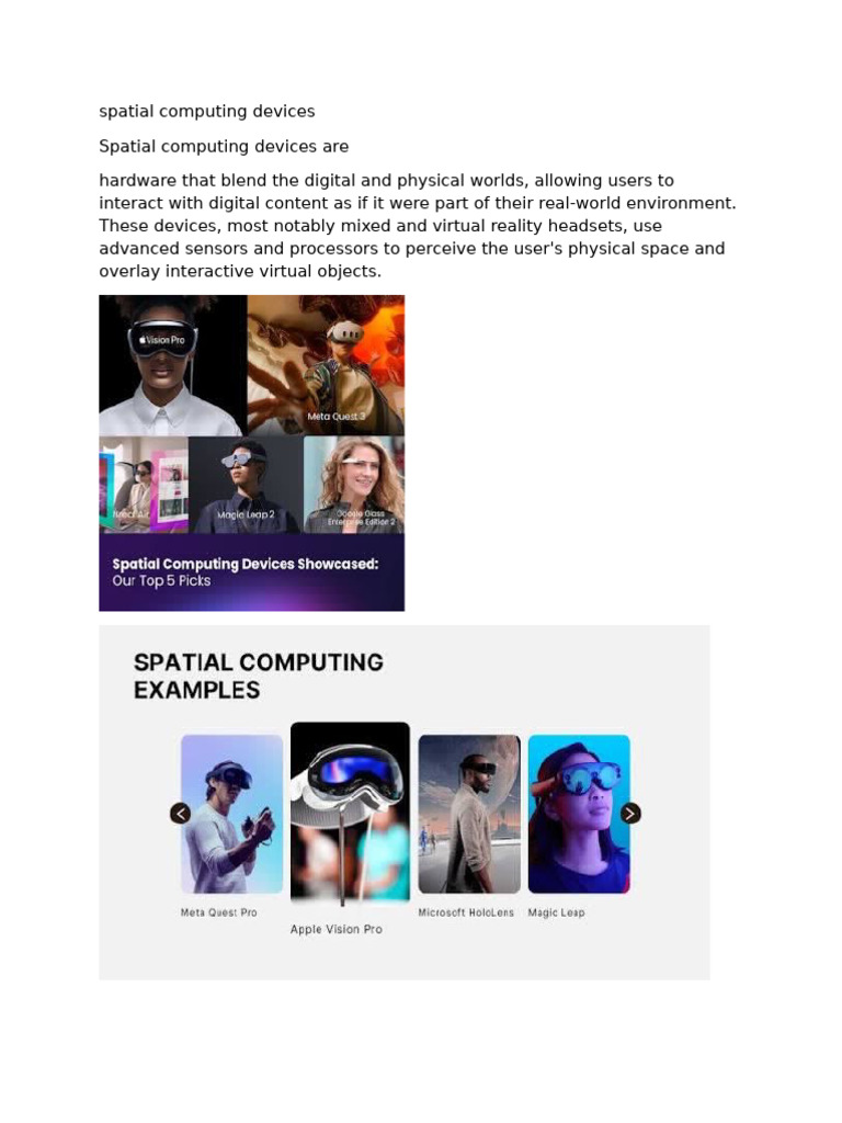 Overview of Spatial Computing Devices | PDF | Virtual Reality ...