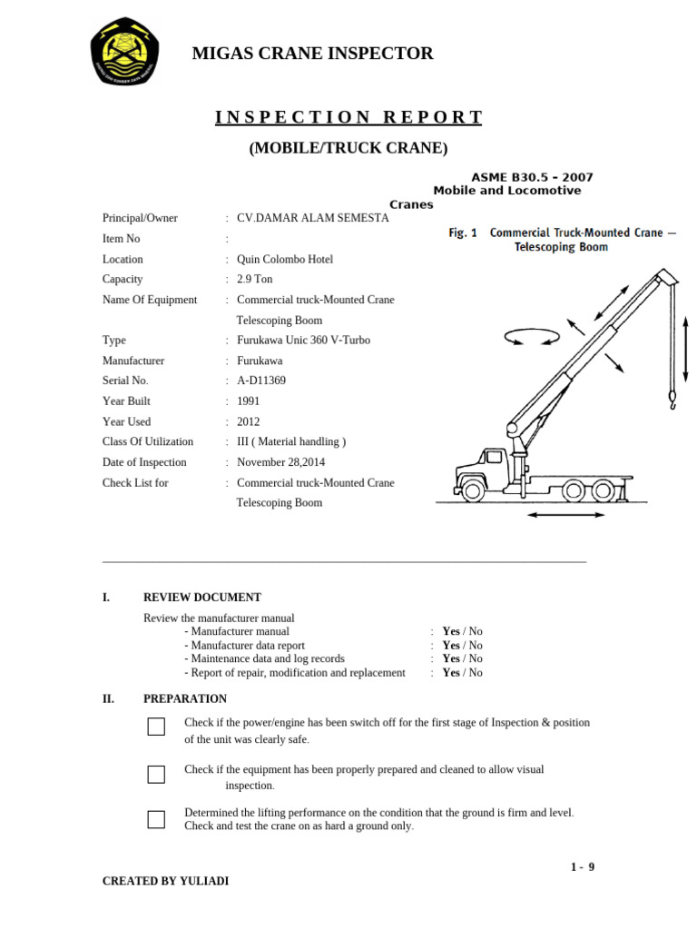 Jib Length Inspection for Mobile Crane | PDF | Crane (Machine ...