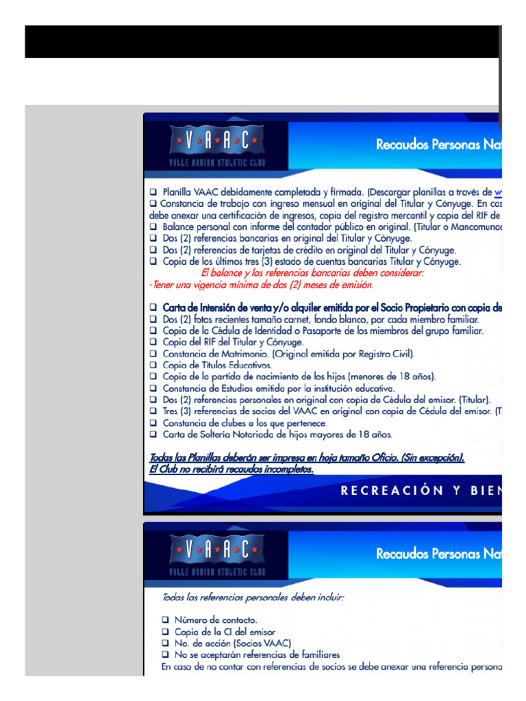 Requisitos para Recaudos VAAC | PDF