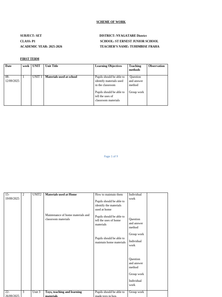 P1 Scheme of Work for 2025-2026 | PDF | Information And Communications ...