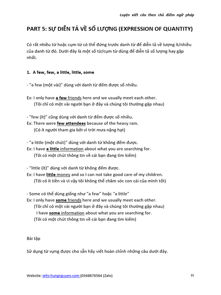Sentence-Writing Expression of Quantity | PDF