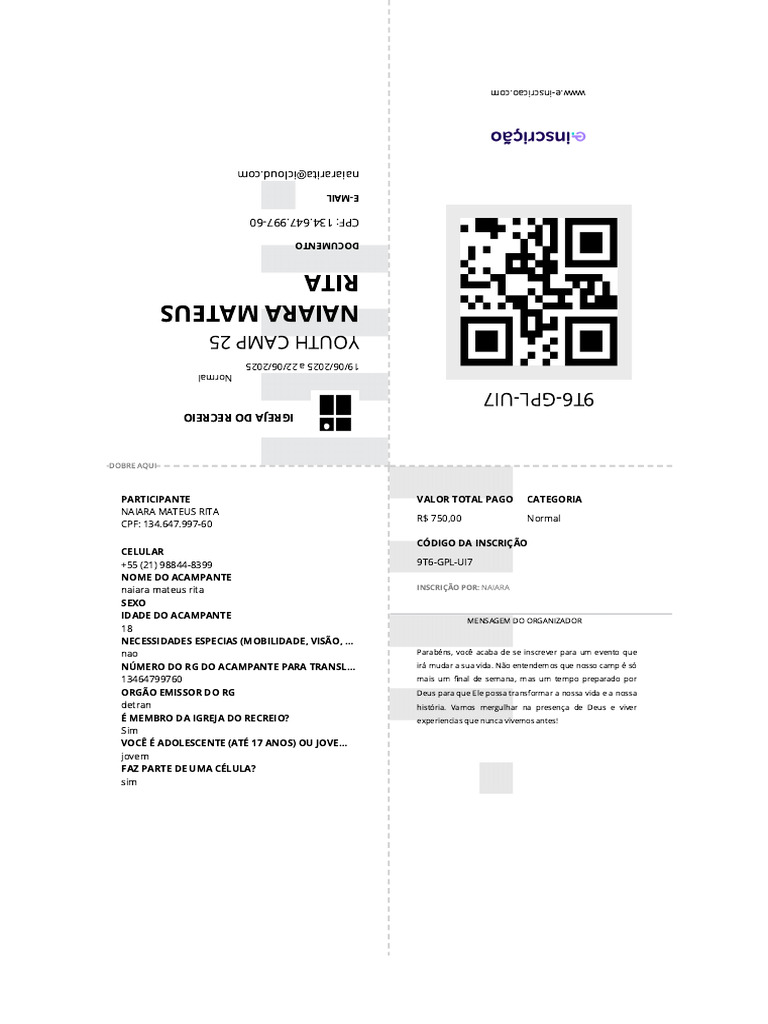 WWW e Inscricao Com Enrollments 9t6 GPL Ui7 Receipt | PDF