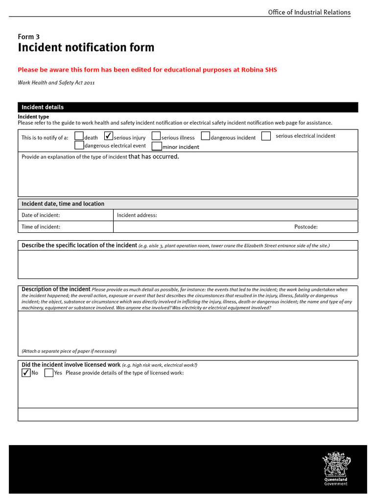 Incident Notification Form for Workplace Injuries | PDF | Occupational ...