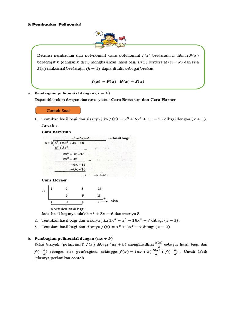 Pembagian Dan Teorema Sisa Polinomial Pdf