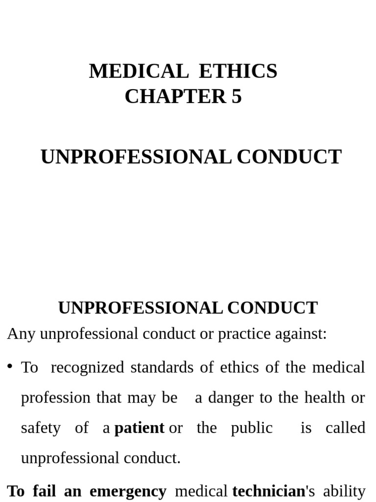Understanding Unprofessional Conduct in Medicine | PDF | Substance ...