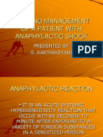 Nursing Management of A Patient With Anaphylactic Shock: Presented by S. Karthikeyani