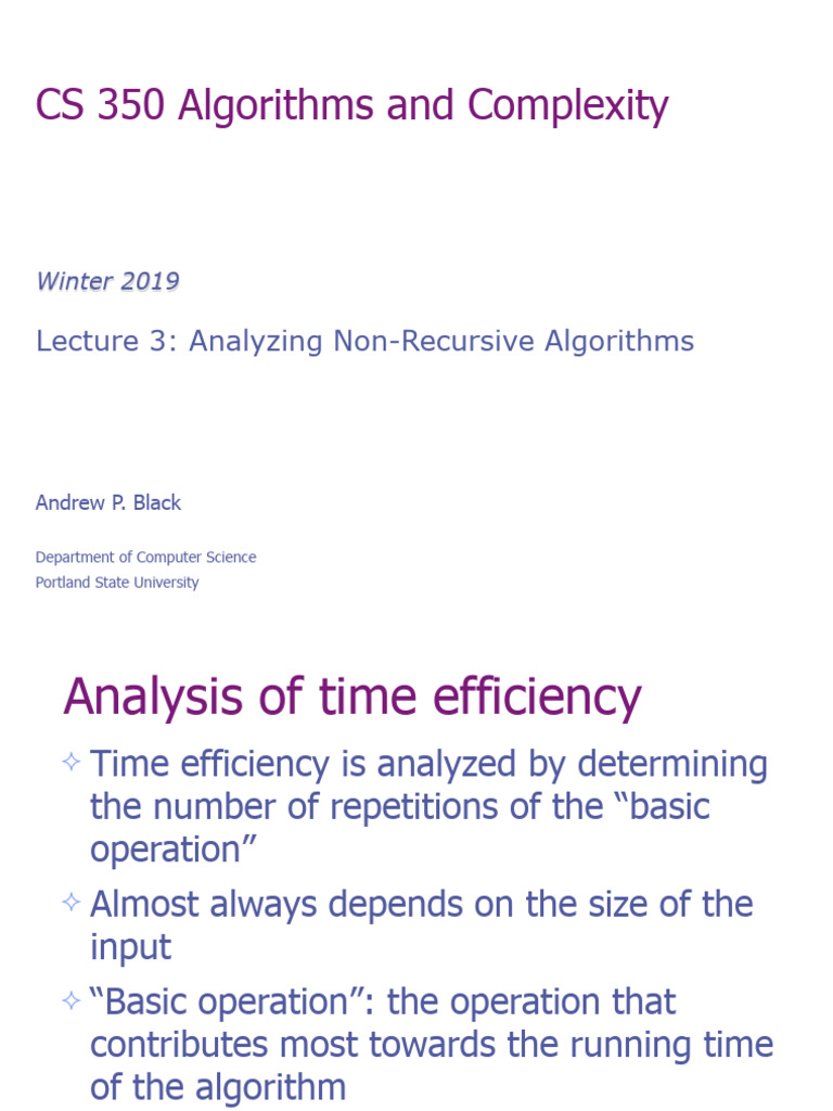 Analyzing Non-Recursive Algorithms | PDF | Vertex (Graph Theory) | Time ...
