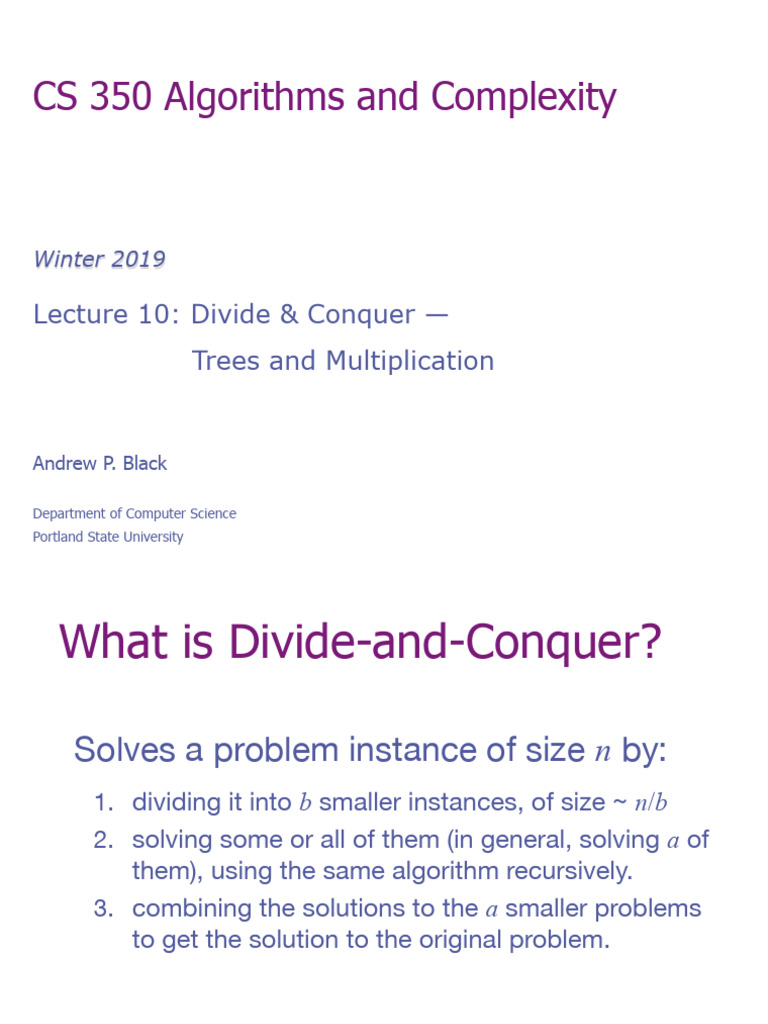 Divide and Conquer: Trees & Multiplication | PDF | Algorithms ...