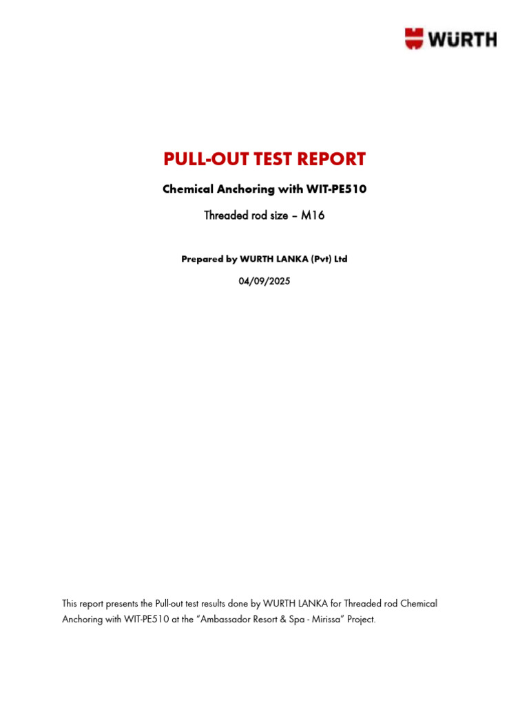 Pull-Out Test Report for WIT-PE510 | PDF | Mechanical Engineering