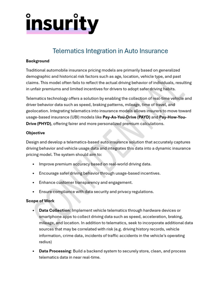 Insurity Assignment - Telematics Integration 1 | PDF | Insurance | Risk