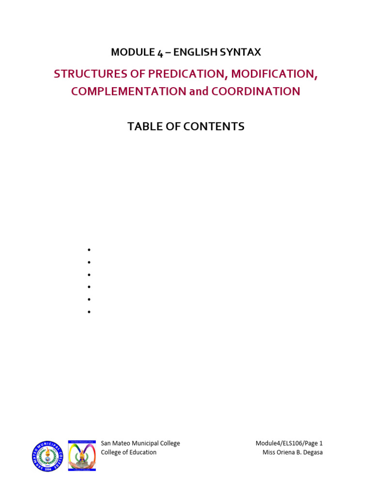 MODULE 4 - English Syntax | PDF | Verb | Adjective