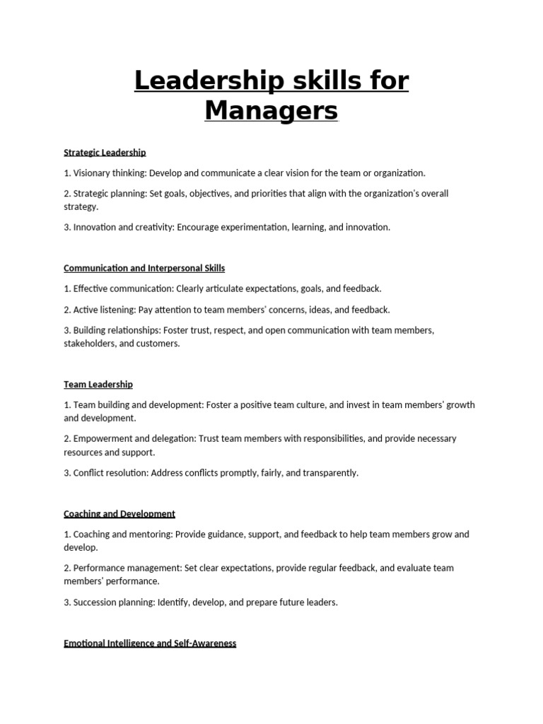 Essential Leadership Skills for Managers | PDF