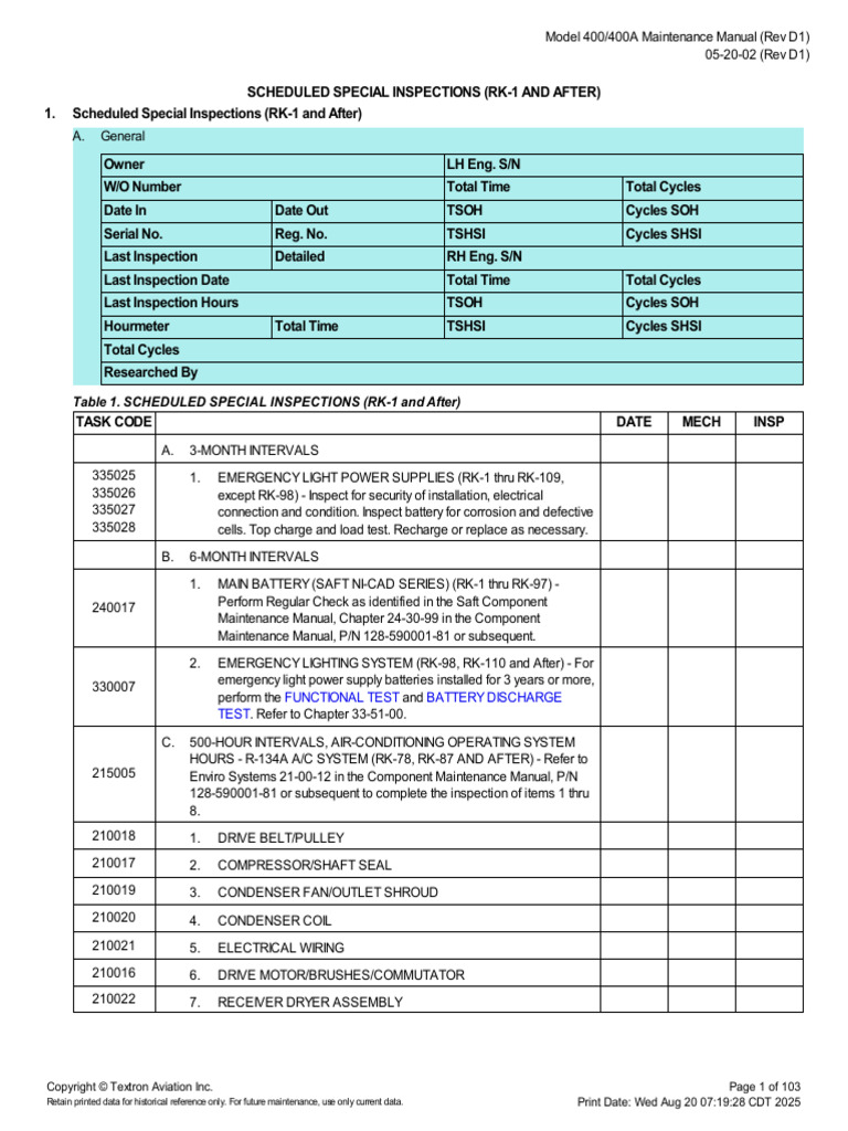 Scheduled Special Inspections Guide | PDF | Flight Recorder | Seat Belt