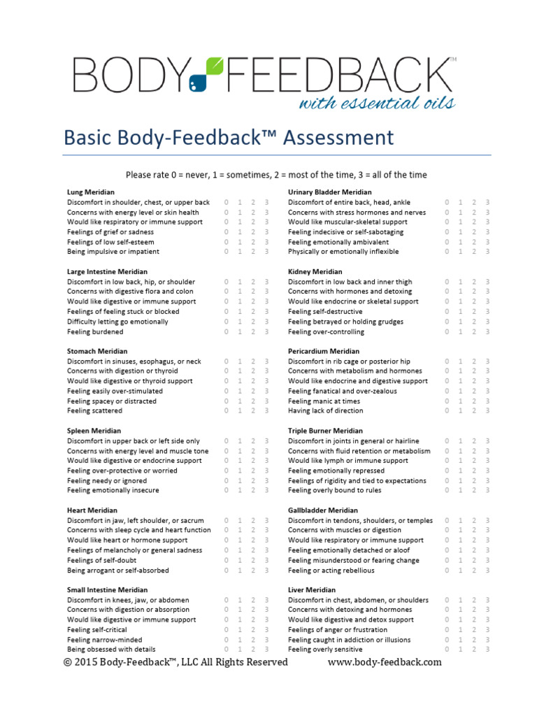 Body-Feedback Assessment Questionnaire | PDF | Small Intestine ...