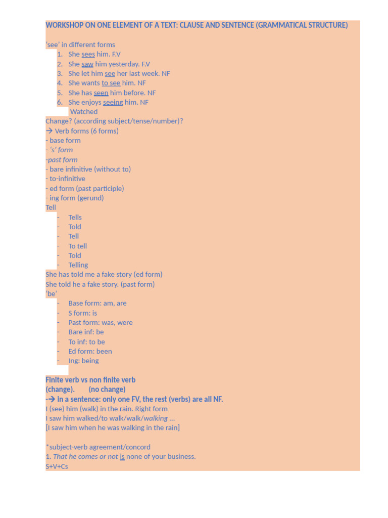 Workshop On One Element of A Text | PDF | Verb | Semantic Units