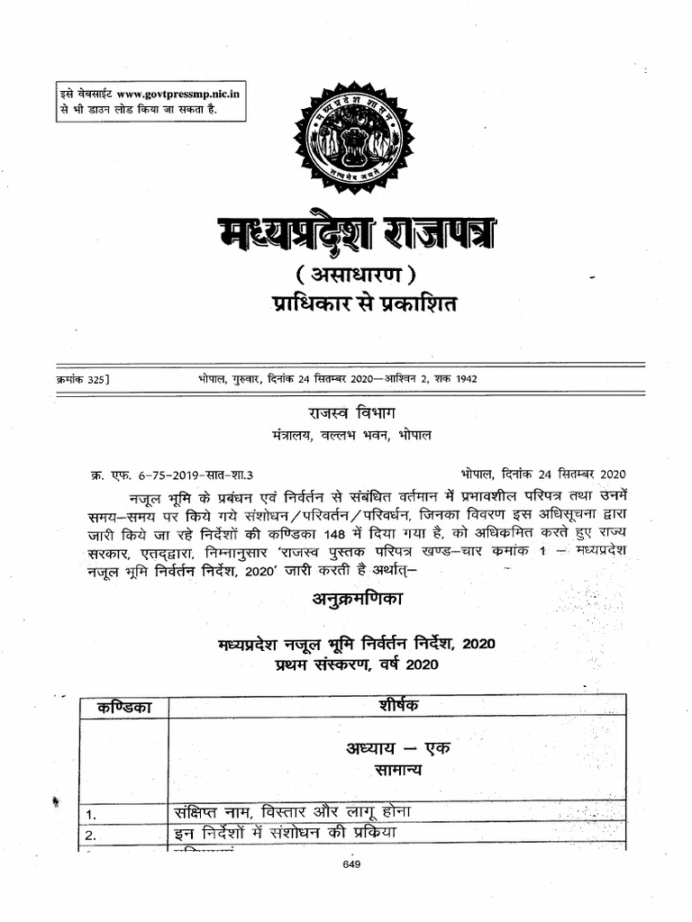 Nazul Rules MP | PDF