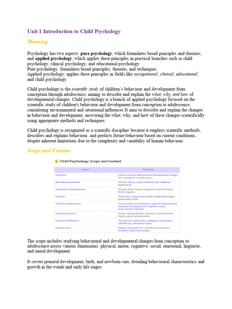 Introduction to Child Psychology Basics | PDF | Psychology ...
