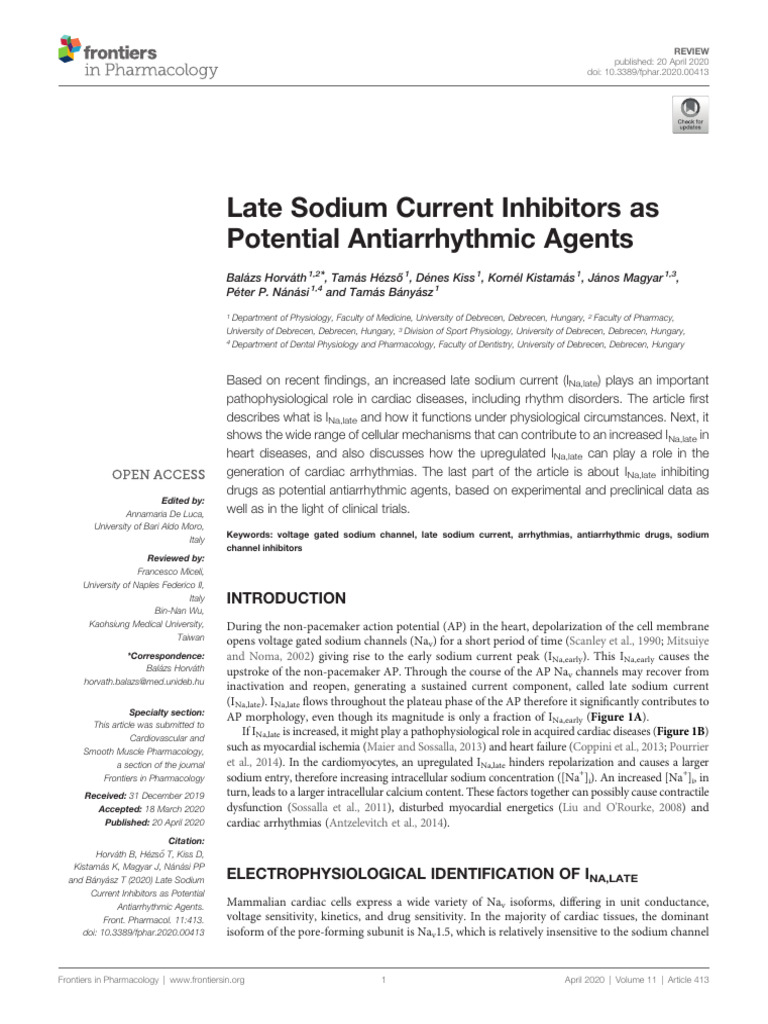 Late Sodium Current Inhibitors in Arrhythmias | PDF | Cardiac Muscle ...